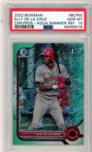 2022 Bowman Chrome Prospects Baseball Aqua Shimmer Elly De La Cruz #BCP-50