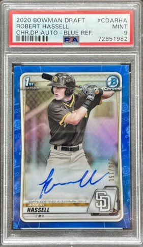 2020 Bowman Draft Chrome Baseball Blue Robert Hassell #CDA-RHA BGS 9.5