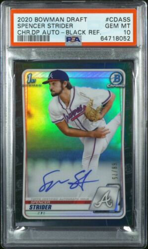 2020 Bowman Draft Chrome Baseball Black Spencer Strider #CDA-SS PSA 9