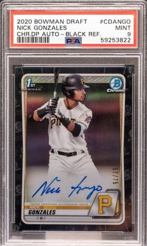 2020 Bowman Draft Chrome Baseball Black Nick Gonzales #CDA-NGO PSA 9