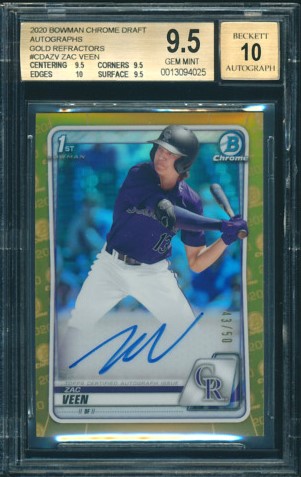2020 Bowman Draft Chrome Baseball Gold Zac Veen #CDA-ZV PSA 8.5