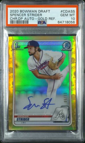 2020 Bowman Draft Chrome Baseball Gold Spencer Strider #CDA-SS PSA 10