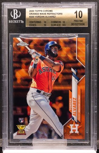 2020 Topps Chrome Baseball Orange Wave Refractor Yordan Alvarez #200 PSA 10