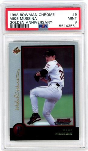 1998 Bowman Chrome Baseball Golden Anniversary Mike Mussina #9 PSA 9