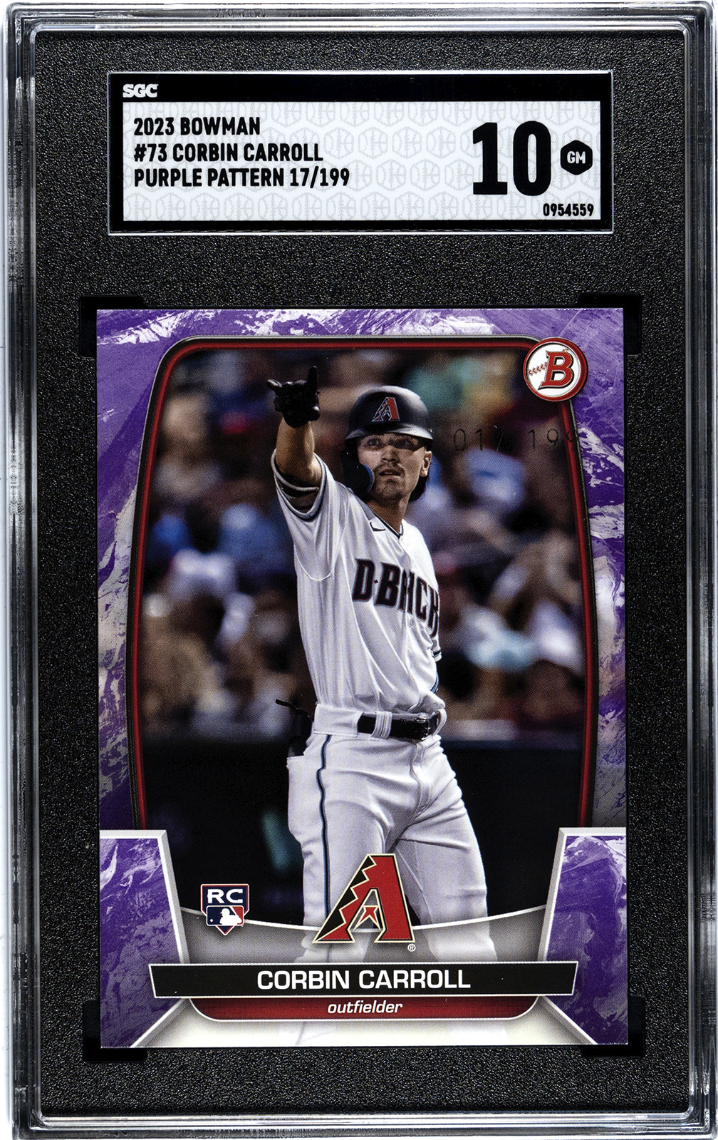2023 Bowman Baseball Purple Pattern Corbin Carroll #73 SGC 9.5