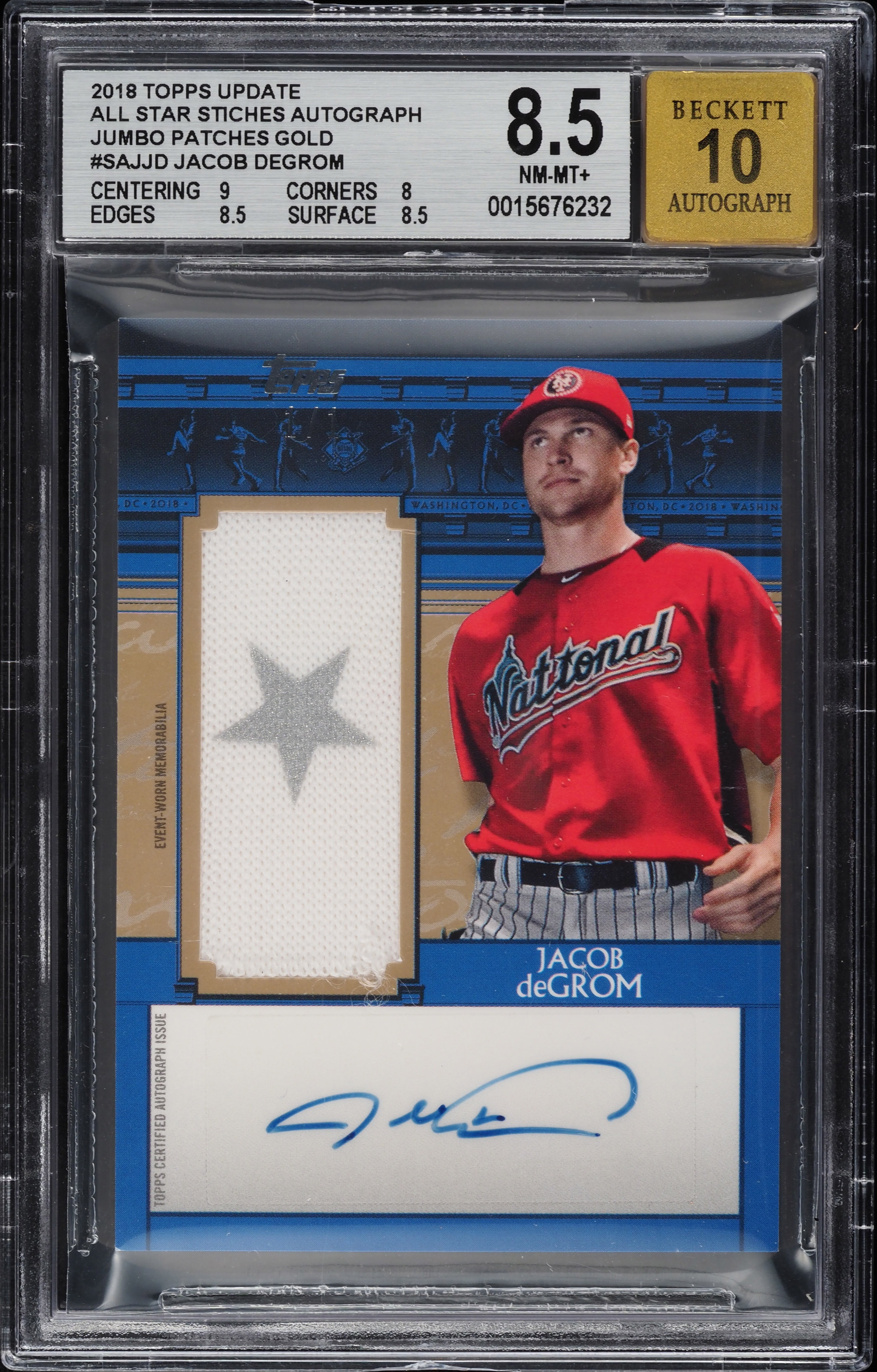 2018 Topps Update Baseball Gold Jacob deGrom #SSA-Jd BGS 8