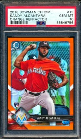 2018 Bowman Chrome Baseball Orange Sandy Alcantara #19 PSA 9