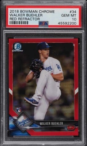 2018 Bowman Chrome Baseball Red Walker Buehler #34 PSA 9