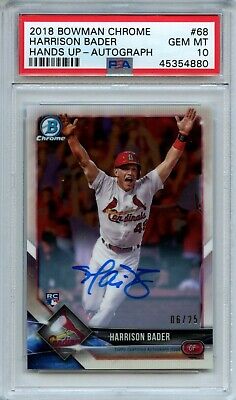 2018 Bowman Chrome Baseball Harrison Bader #68 PSA 9