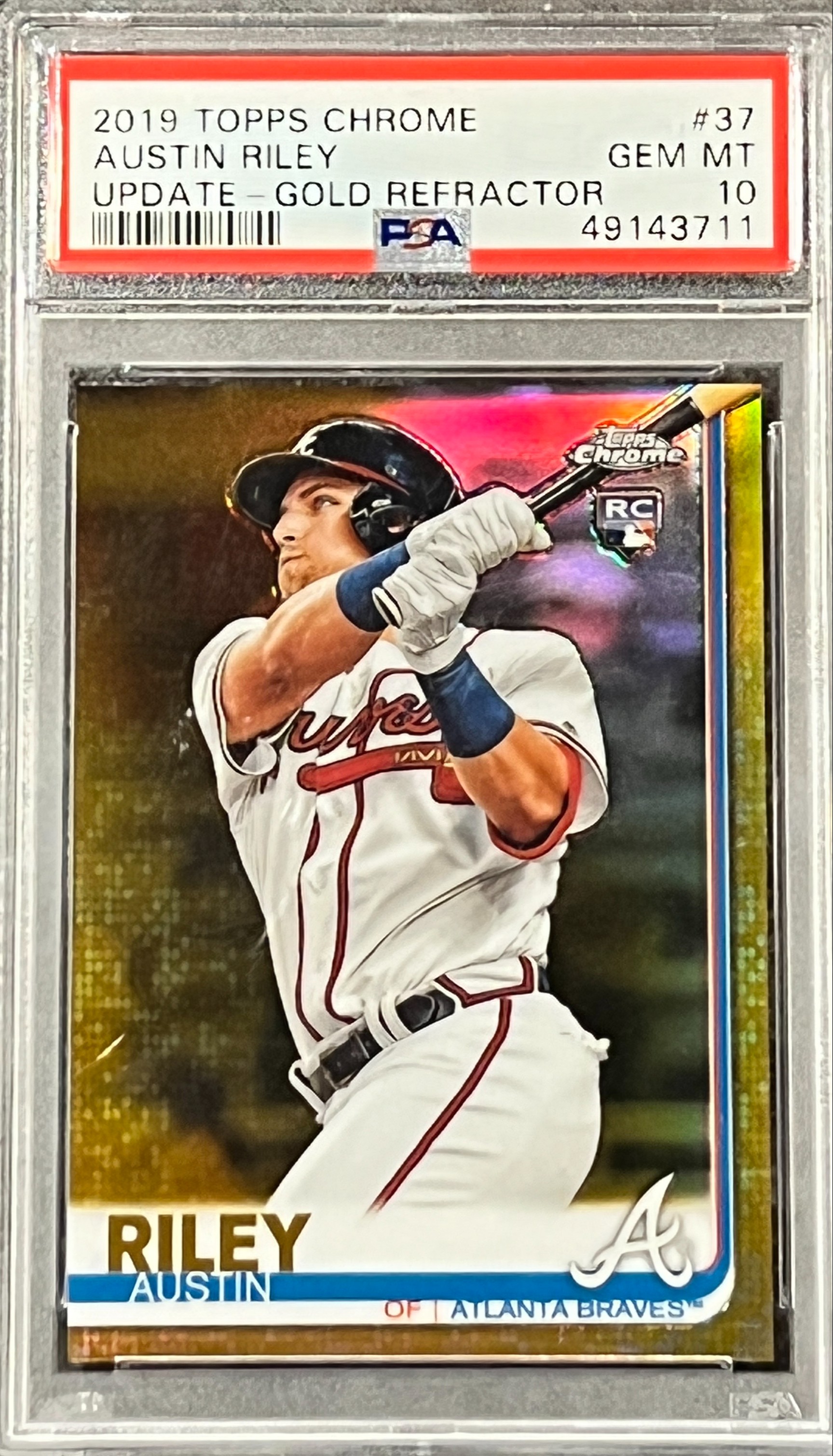 2019 Topps Chrome Update Baseball Gold Austin Riley #37 PSA 10