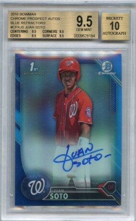 2016 Bowman Chrome Prospects Baseball Blue Juan Soto #CPA-JS BGS 9