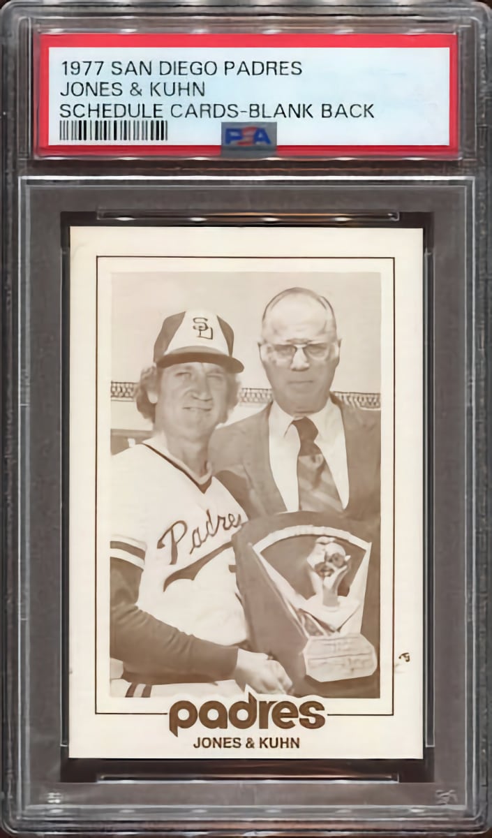 1977 San Diego Padres Schedule Cards Baseball Bowie Kuhn #NNO PSA 7.5