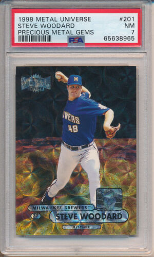 1998 Metal Universe Baseball Precious Metal Gems Steve Woodard #201 PSA 7