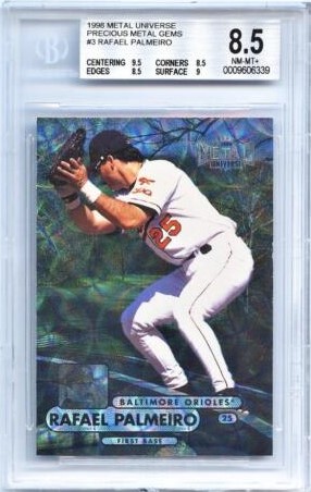 1998 Metal Universe Baseball Precious Metal Gems Rafael Palmeiro #3 BGS 8