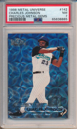 1998 Metal Universe Baseball Precious Metal Gems Charles Johnson #142 PSA 8