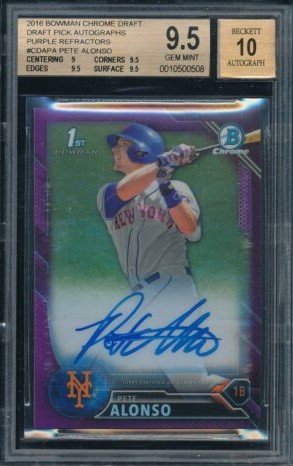 2016 Bowman Chrome Draft Baseball Purple Pete Alonso #CDA-PA PSA 9