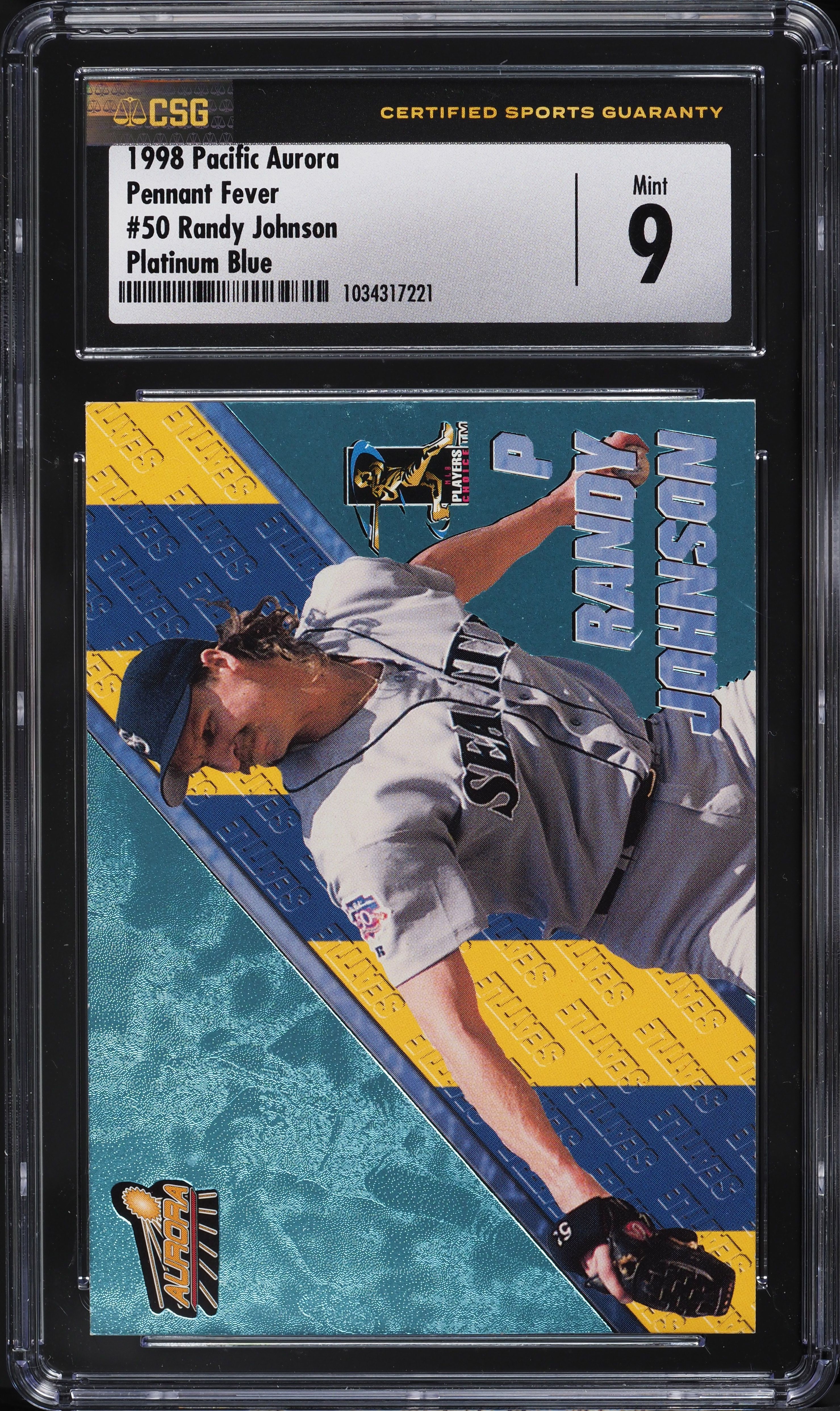 1998 Pacific Aurora Baseball Platinum Blue Randy Johnson #50