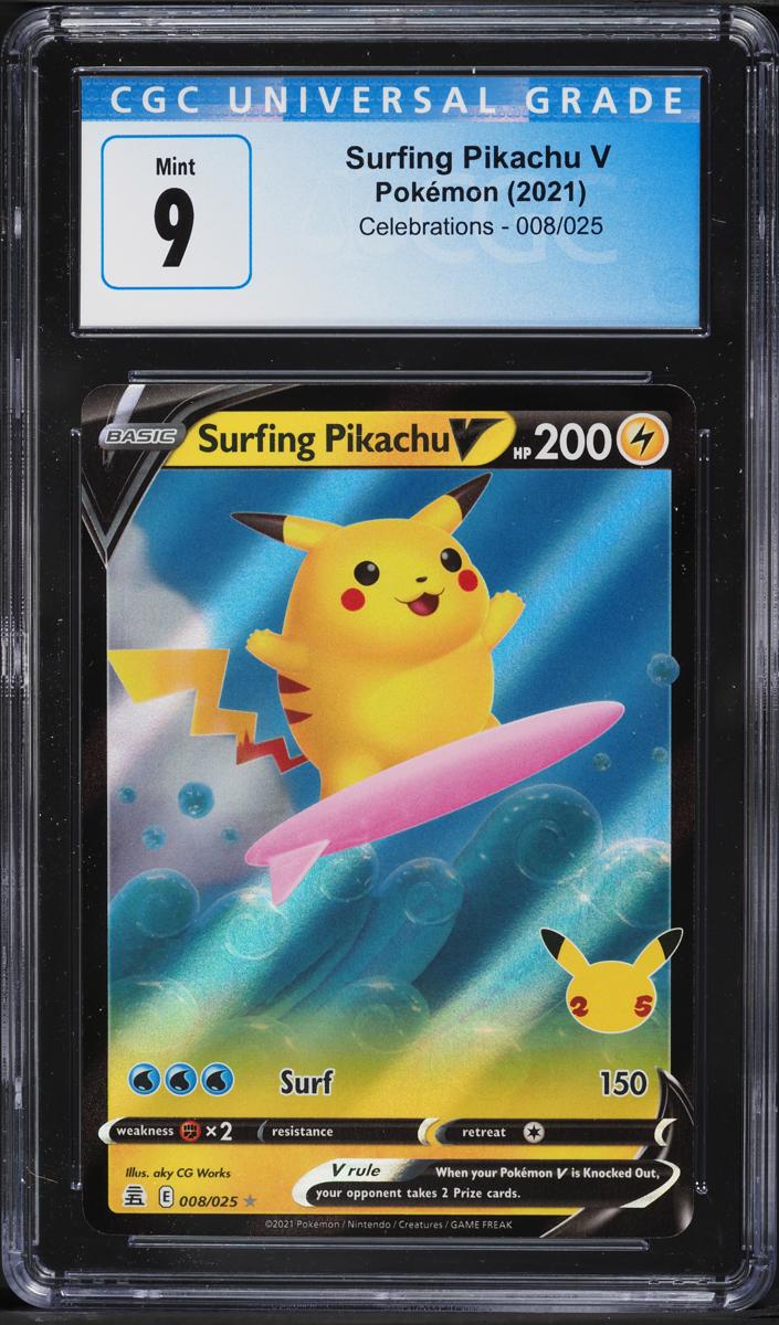 Surfing Pikachu V Holo 2021 Pokemon Celebrations