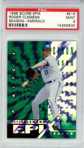 1998 Score Baseball Emerald Roger Clemens #E16 PSA 9