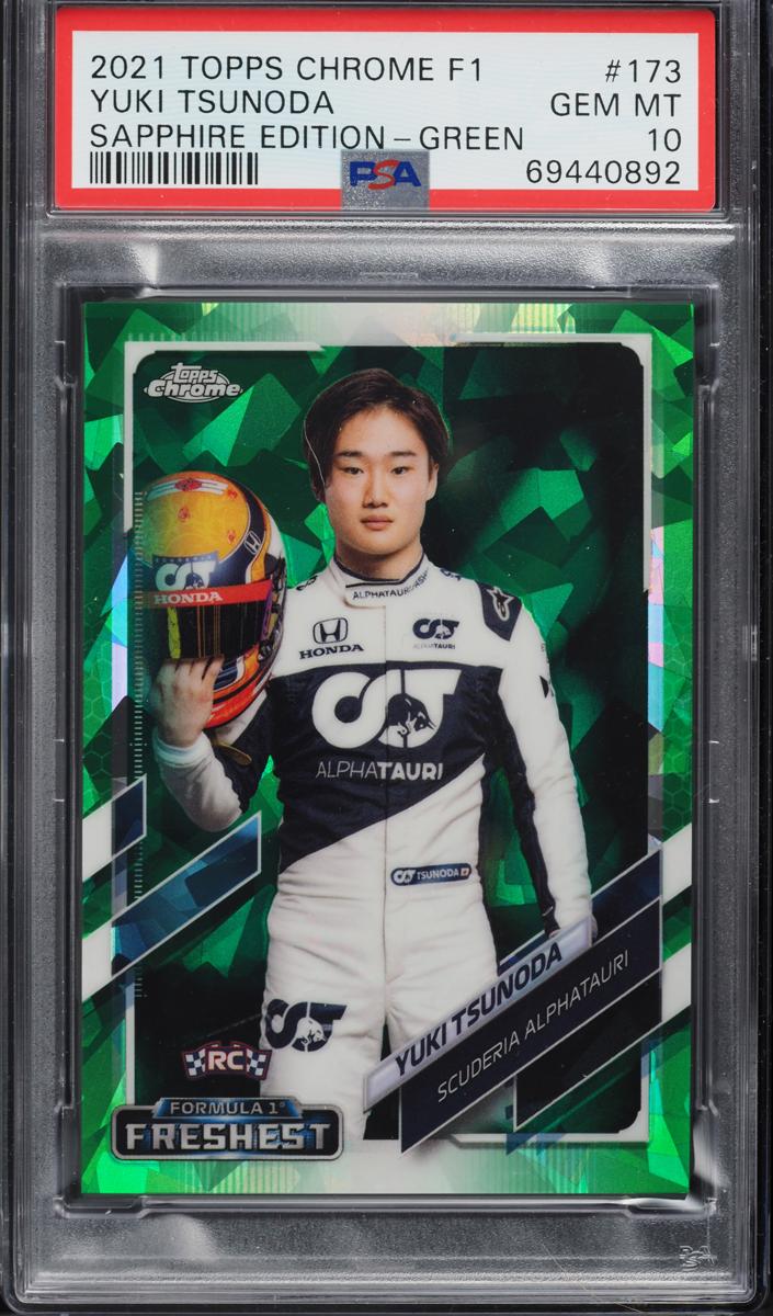 2021 Topps Chrome Sapphire F1 Yuki Tsunoda [Green Refractor ] #173 card
