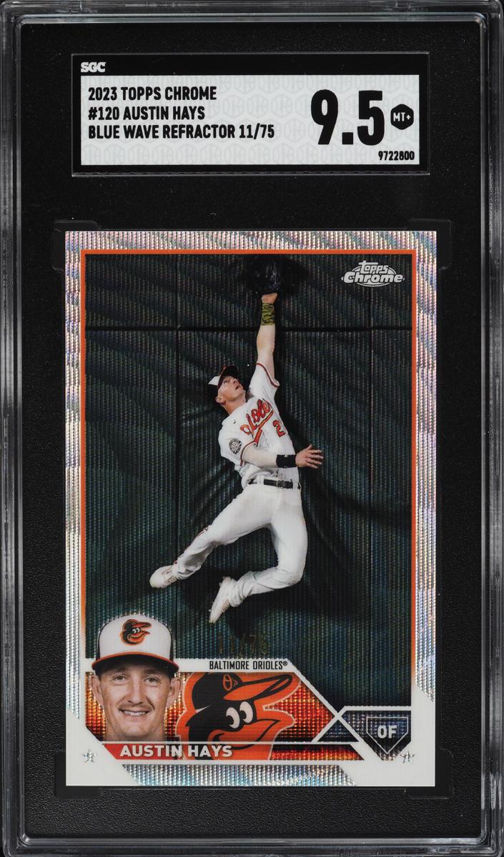 2023 Topps Chrome Baseball Blue Wave Austin Hays #120 SGC 9