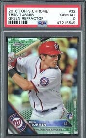 2016 Topps Chrome Baseball Green Trea Turner #32 PSA 10