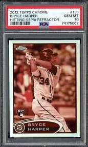 2012 Topps Chrome Baseball Sepia Bryce Harper #196 PSA 9