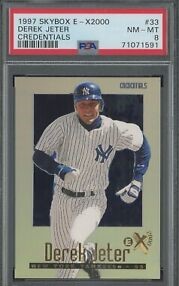 1997 Skybox E-X2000 Baseball Credentials Derek Jeter #33 PSA 8