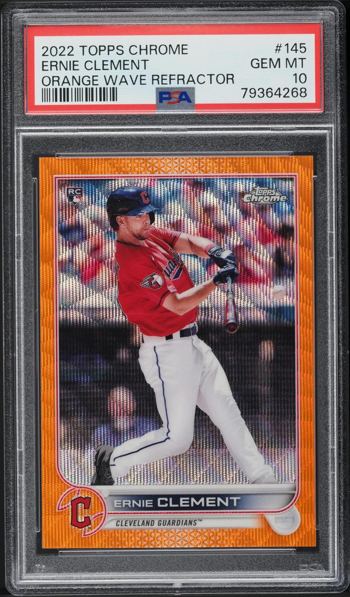 2022 Topps Chrome Baseball Orange Wave Ernie Clement #145 PSA 10