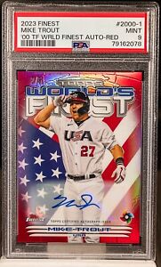 2023 Topps Finest Baseball Red Mike Trout #2000-1 PSA 9