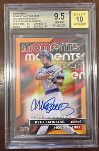2023 Topps Finest Baseball Orange Ryne Sandberg #FMA-RS BGS 9.5