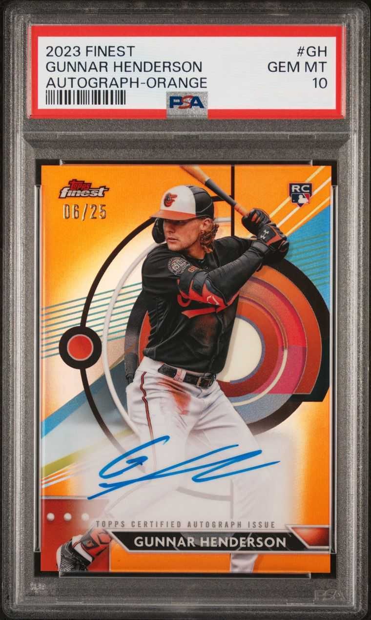 2023 Topps Finest Baseball Orange Refractor Gunnar Henderson #FA-GH PSA 9