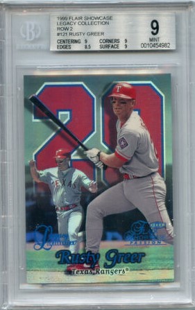 1999 Flair Showcase Baseball Row 2 Rusty Greer #121 BGS 8.5