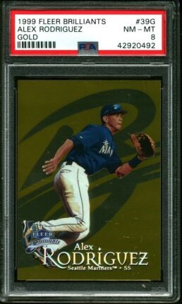 1999 Fleer Brilliants Baseball Gold Alex Rodriguez #39 PSA 8