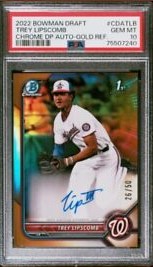 2022 Bowman Draft Baseball Gold Trey Lipscomb #CDA-TLB PSA 9