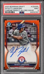 2023 Bowman Draft Chrome Baseball Orange Wave Wyatt Langford #CDA-WL PSA 9