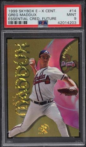 1999 Skybox E-X Century Baseball Essential Credentials Future Greg Maddux #14 PSA 8.5
