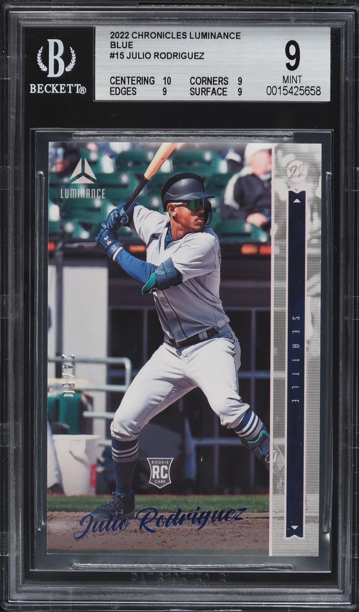 2022 Panini Chronicles Baseball Blue Julio Rodriguez #15 BGS 8.5