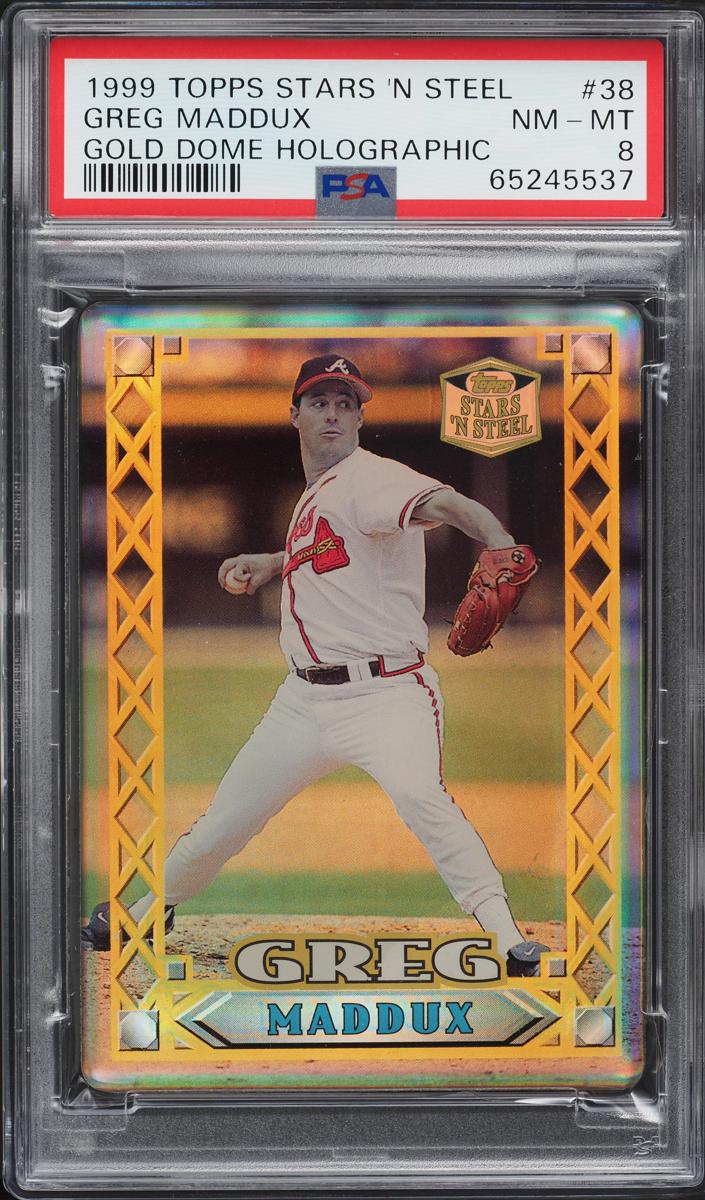 1999 Topps Stars 'N Steel Baseball Gold Domed Holographic Greg Maddux #38