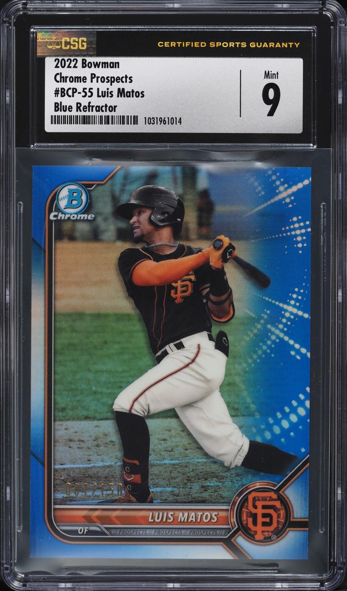 2022 Bowman Chrome Prospects Baseball Blue Luis Matos #BCP-55 CSG 8.5