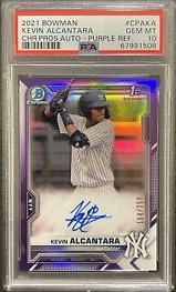 2021 Bowman Chrome Prospects Baseball Purple Kevin Alcantara #CPA-KA PSA 9