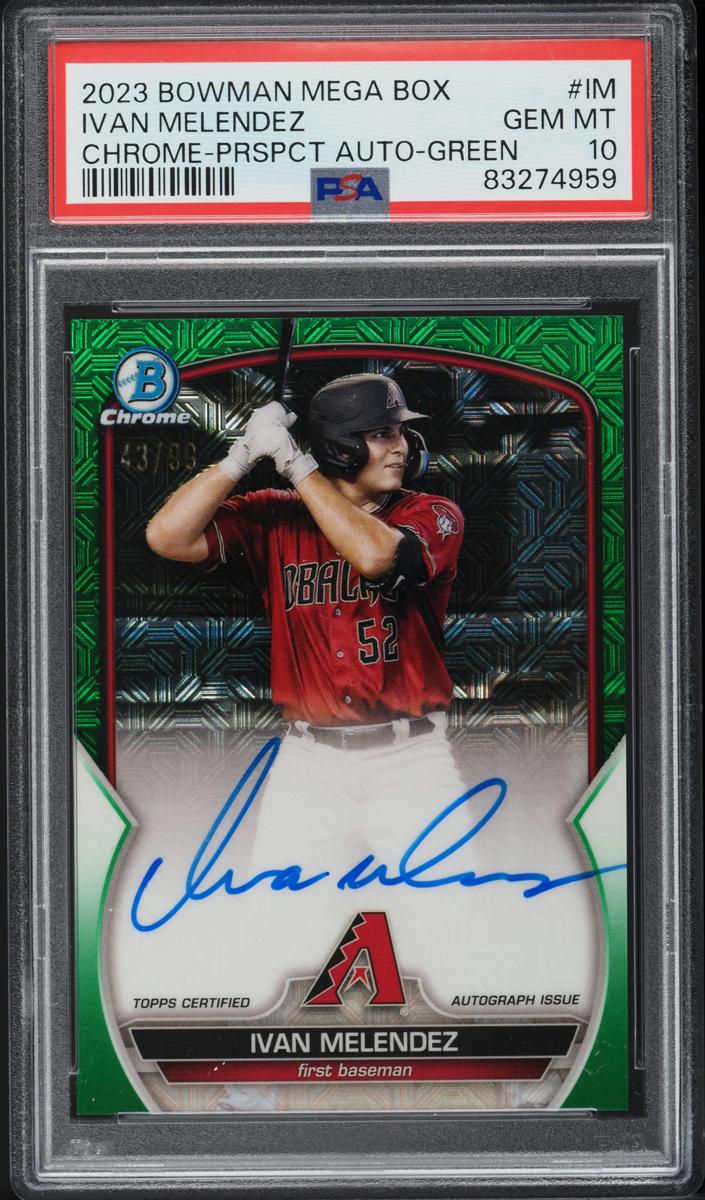 2023 Bowman Chrome Mega Box Baseball Green Ivan Melendez #BMA-IM PSA 10