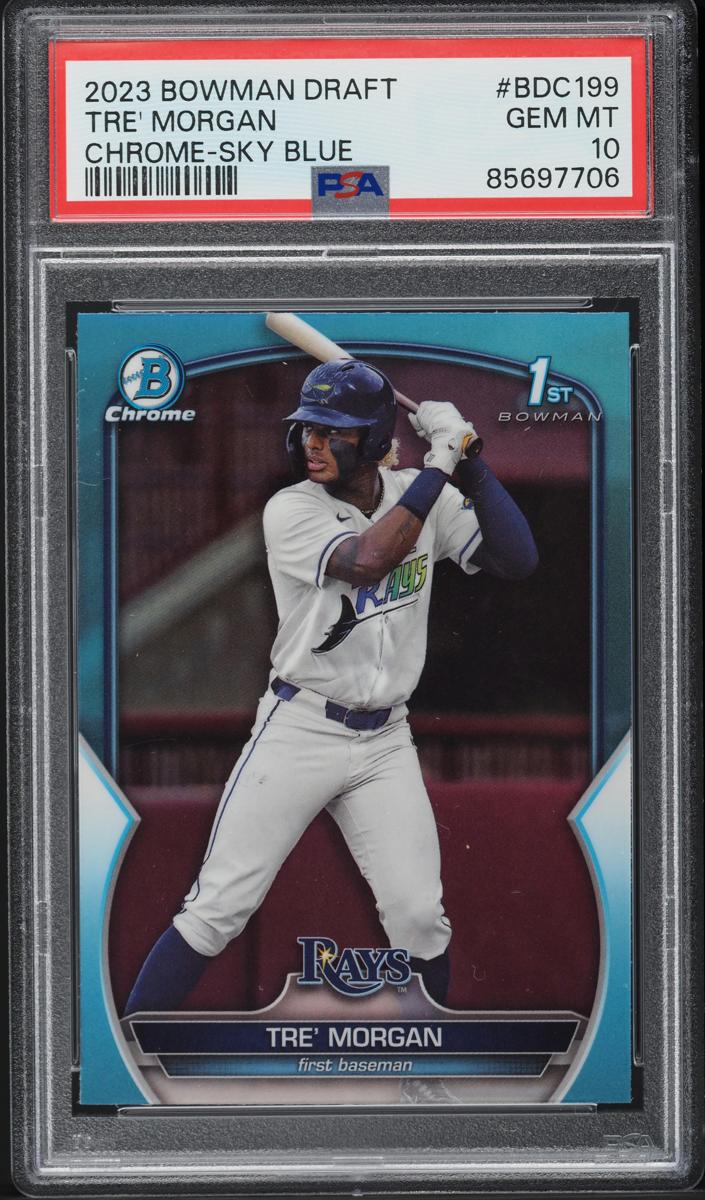 2023 Bowman Draft Chrome Baseball Sky Blue Tre' Morgan #BDC-199 PSA 9