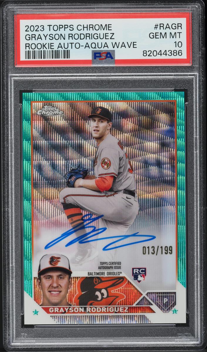 2023 Topps Chrome Baseball Aqua Wave Grayson Rodriguez #RA-GR PSA 9