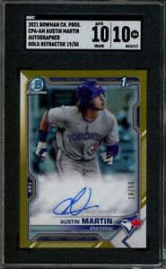 2021 Bowman Chrome Prospects Baseball Gold Austin Martin #CPA-AM SGC 10