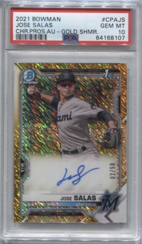 2021 Bowman Chrome Prospects Baseball Gold Shimmer Jose Salas #CPA-JS PSA 9
