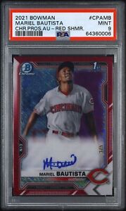 2021 Bowman Chrome Prospects Baseball Red Shimmer Mariel Bautista #CPA-MB PSA 8.5