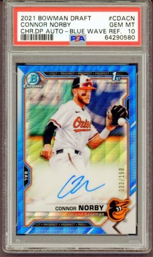 2021 Bowman Draft Baseball Blue Wave Connor Norby #CDA-CN PSA 10