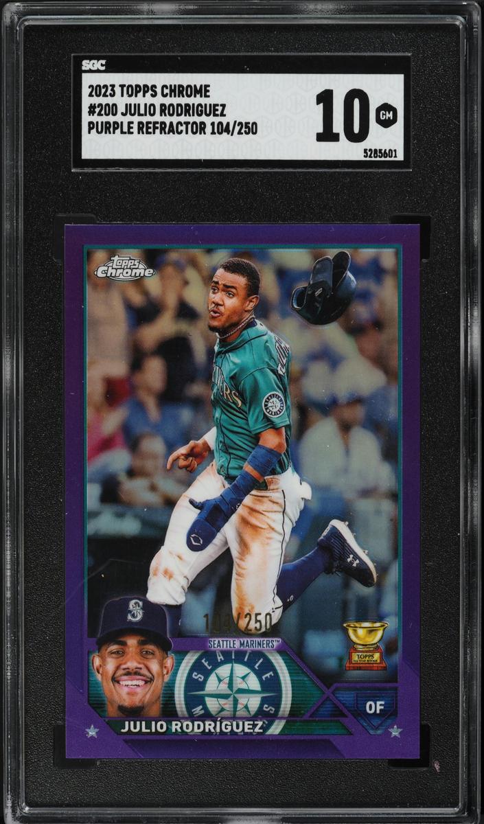 2023 Topps Chrome Baseball Purple Julio Rodriguez #200 PSA 10