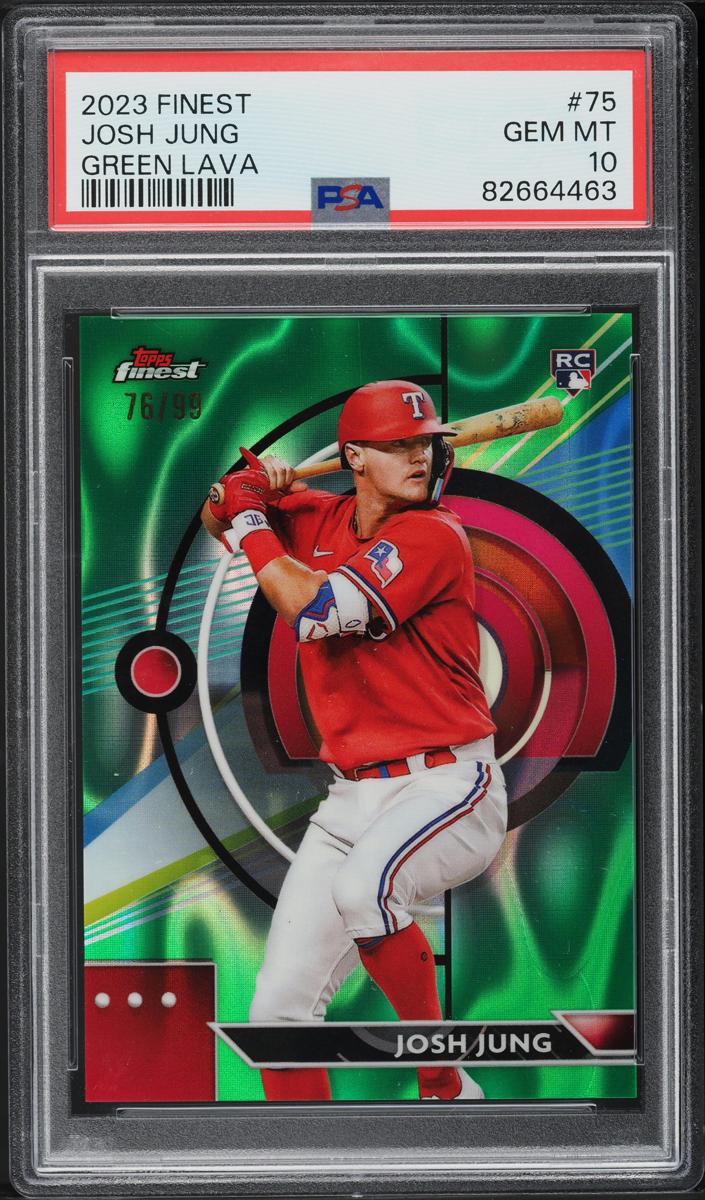 2023 Topps Finest Baseball Green Lava Josh Jung #75 PSA 9